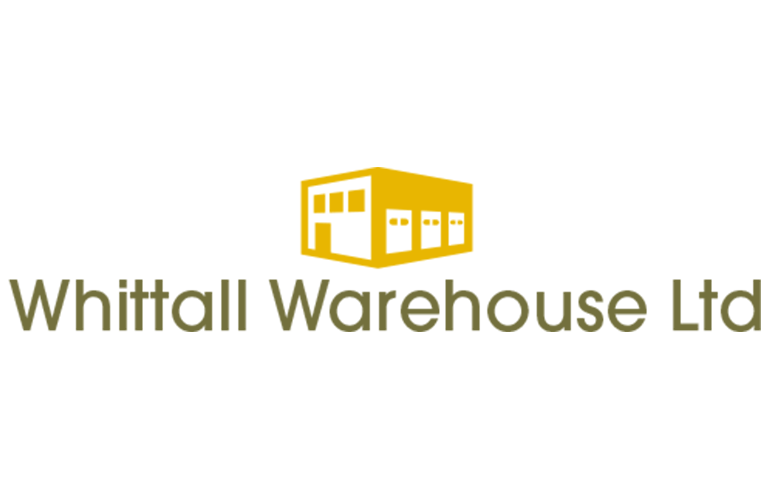 Logo for Whittall Warehouse Group: A yellow silhouette of a warehouse, with grey text, on a white background.